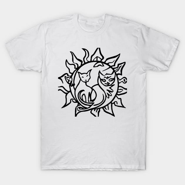 Shining Sun Cats T-Shirt by lazykitty